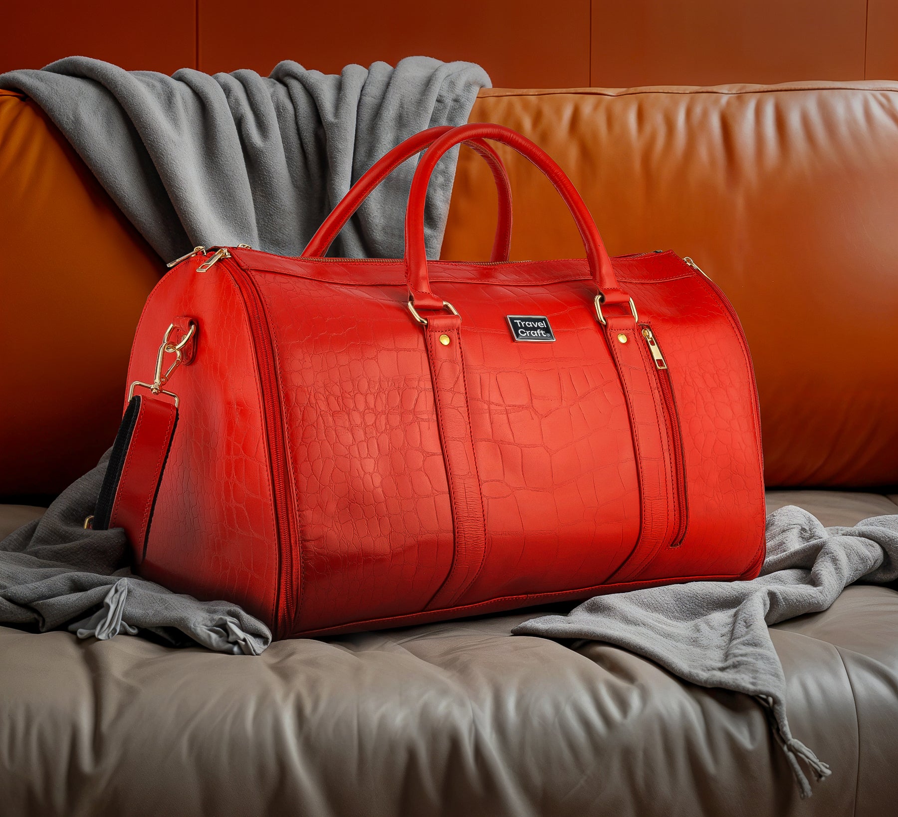 Women's Stylish Red  18" Garment Duffel Bag - Clothing & Essentials Carrier