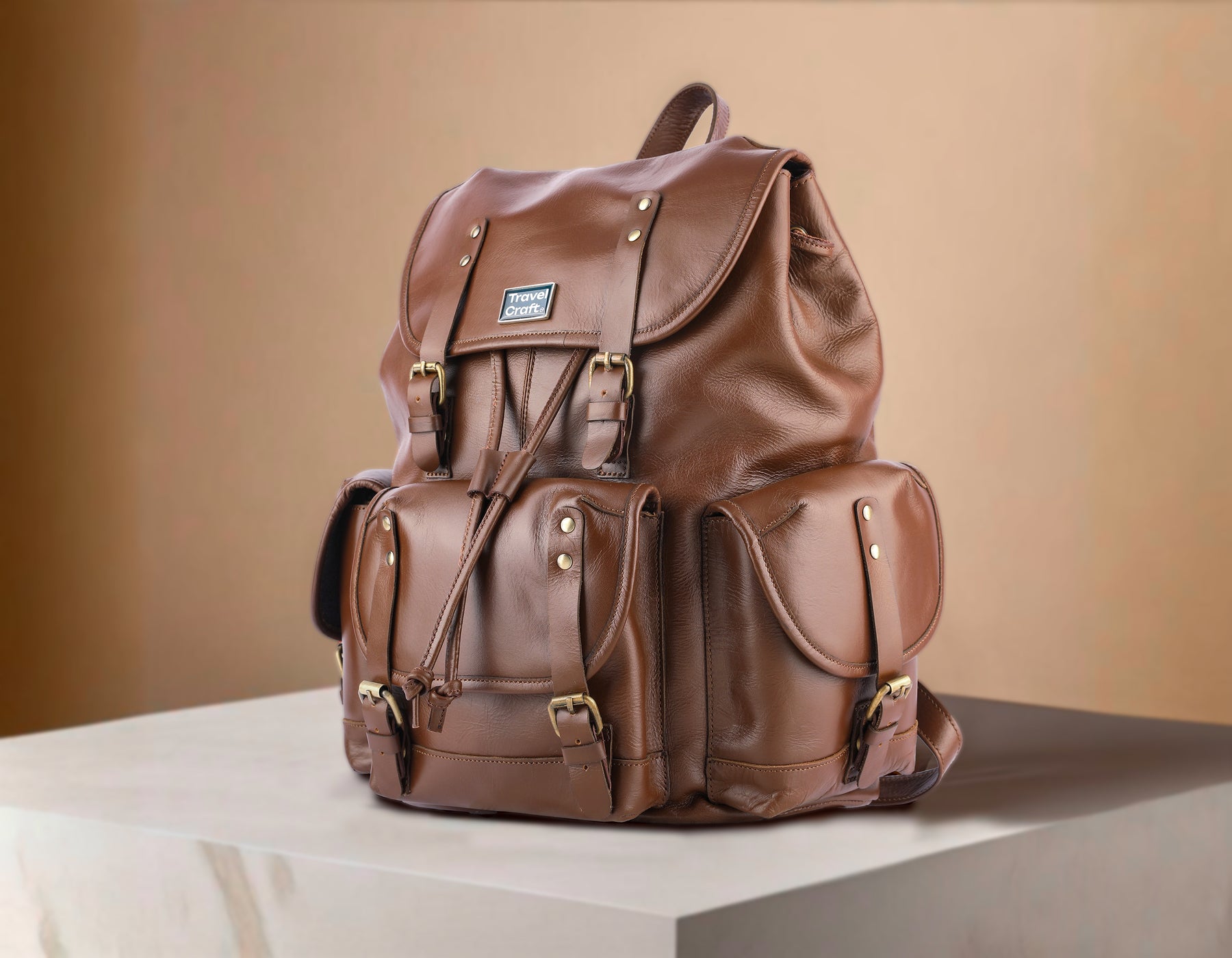 Luxurious Genuine Leather 3-Pocket Backpack