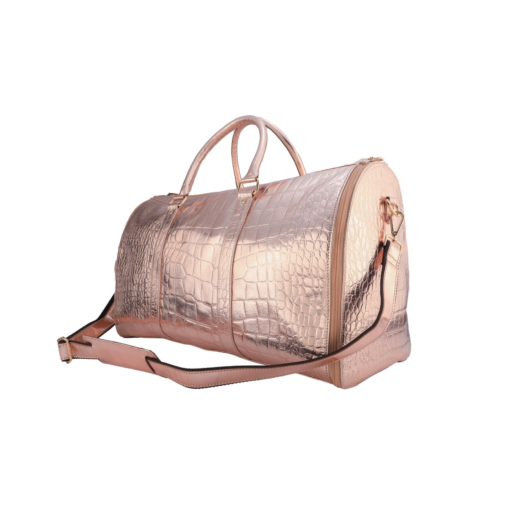 Women's Stylish Rose Gold 18" Garment Duffel Bag - Clothing & Essentials Carrier
