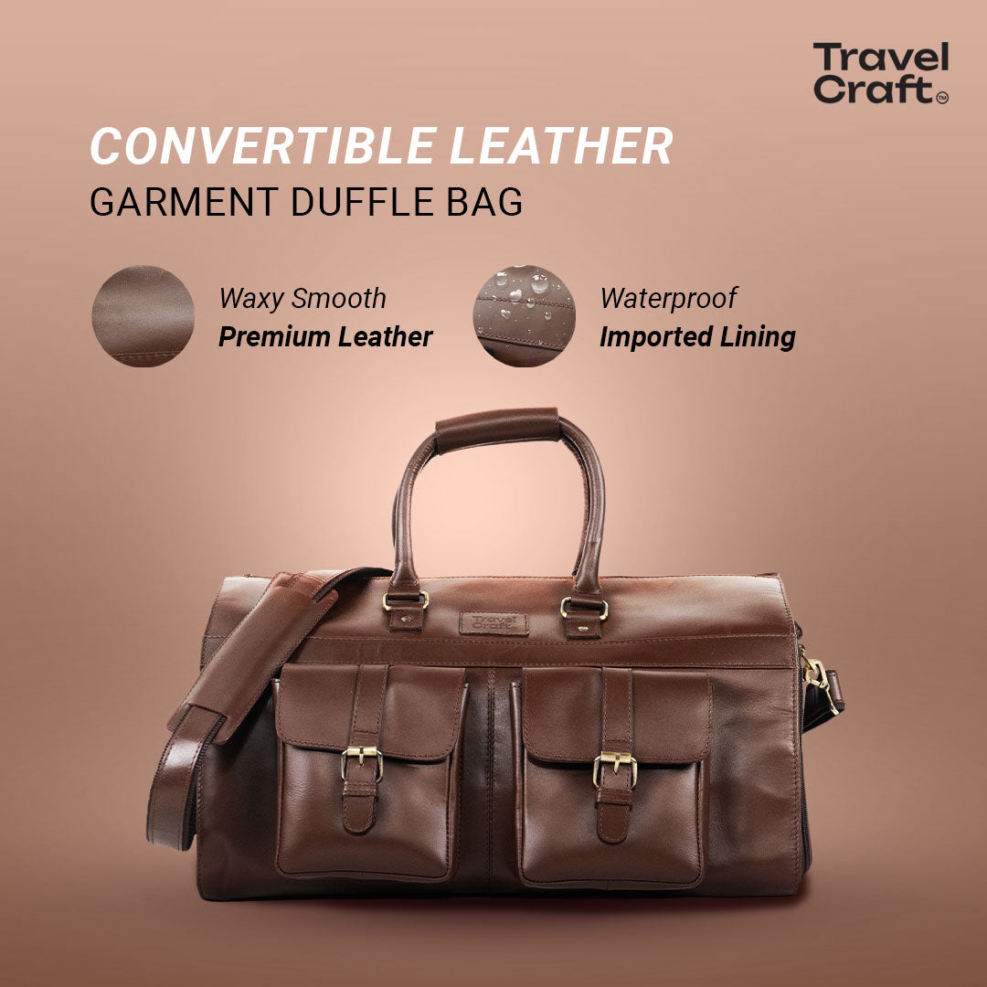 The Dual-Function 22" Brown Garment Duffel Bag For Mens