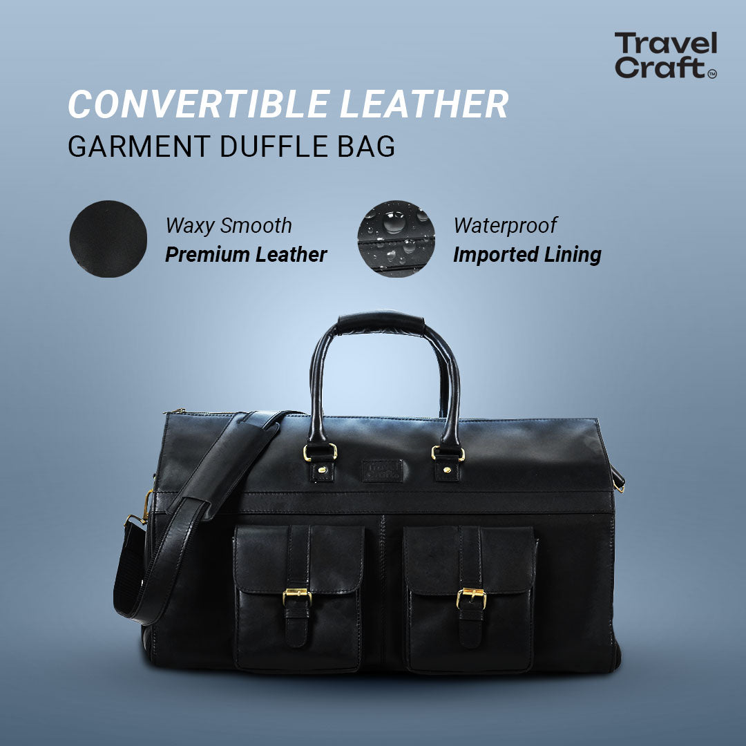 The Dual-Function 20" Black Garment Duffel Bag For Mens