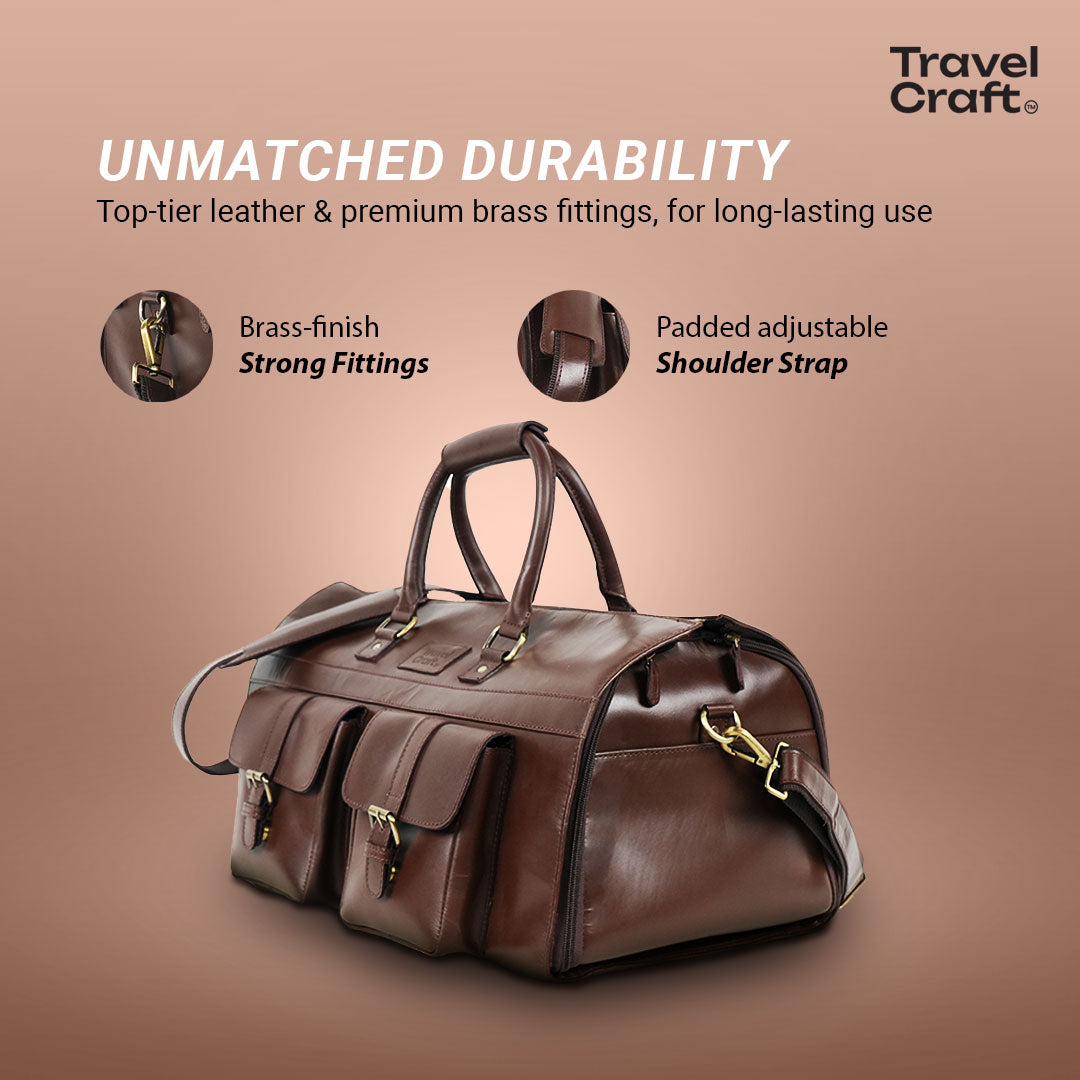 The Dual-Function 22" Brown Garment Duffel Bag For Mens