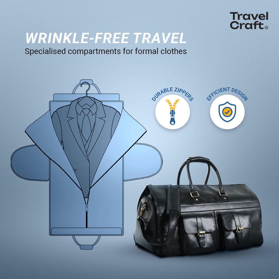 The Dual-Function 20" Black Garment Duffel Bag For Mens