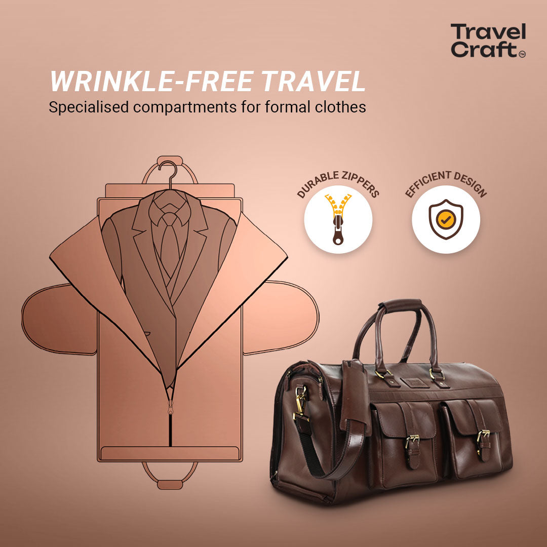 The Dual-Function 22" Brown Garment Duffel Bag For Mens
