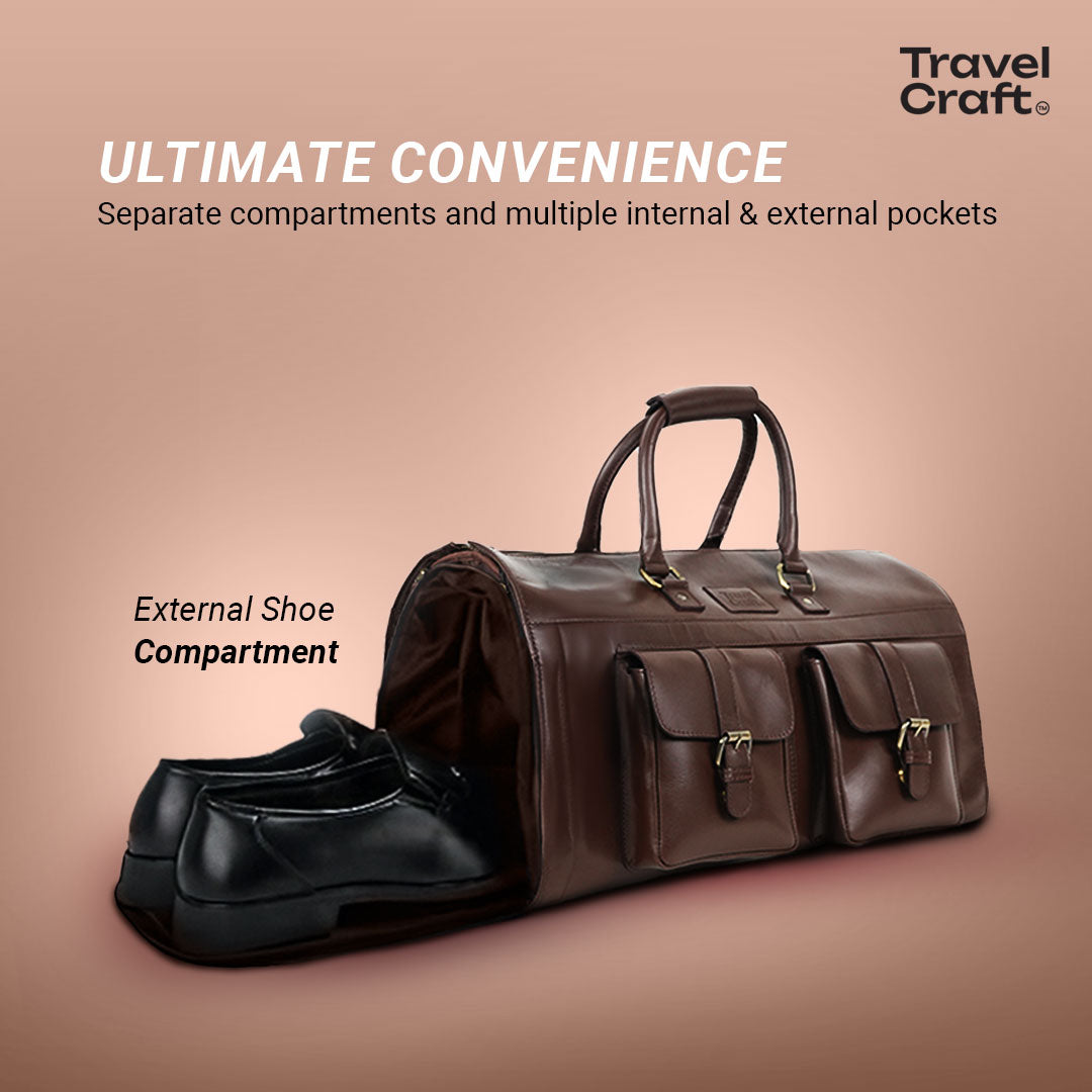 The Dual-Function 22" Brown Garment Duffel Bag For Mens