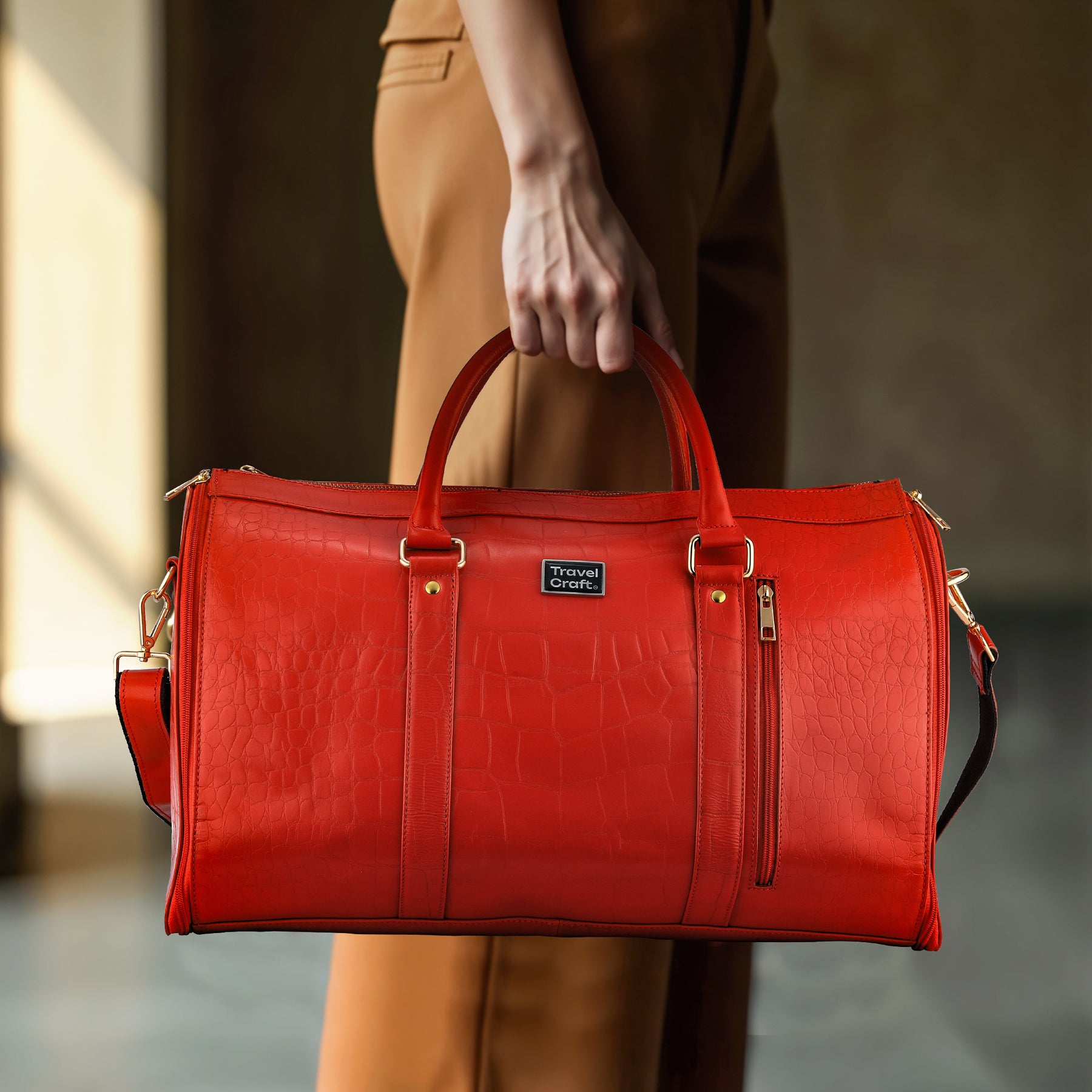 Women's Stylish Red  18" Garment Duffel Bag - Clothing & Essentials Carrier