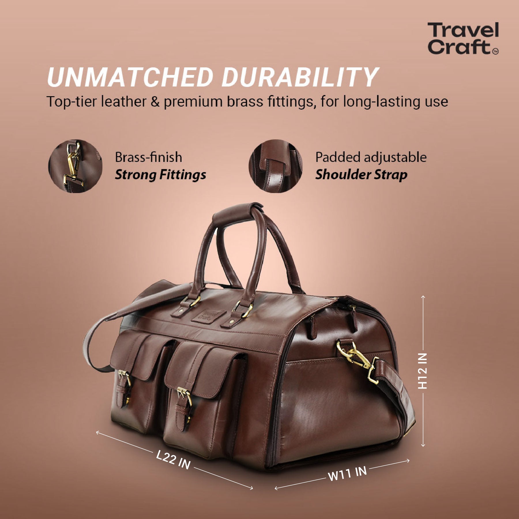 The Dual-Function 22" Brown Garment Duffel Bag For Mens