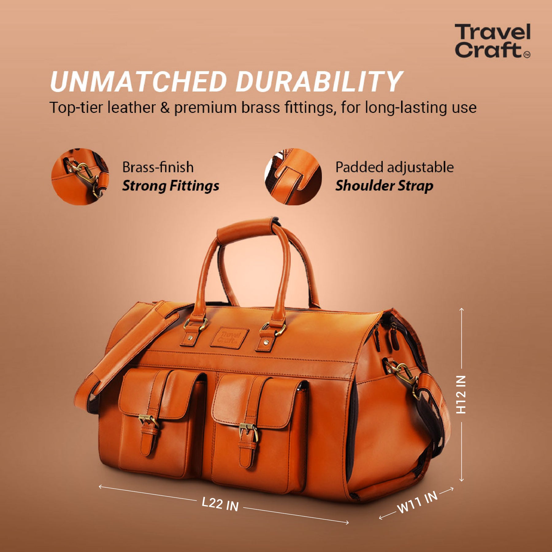 The Dual-Function 22" Tan Garment Duffel Bag For Mens