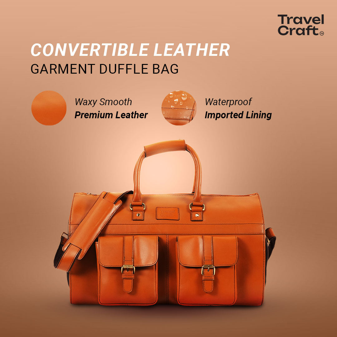 The Dual-Function 20" Tan Garment Duffel Bag For Mens