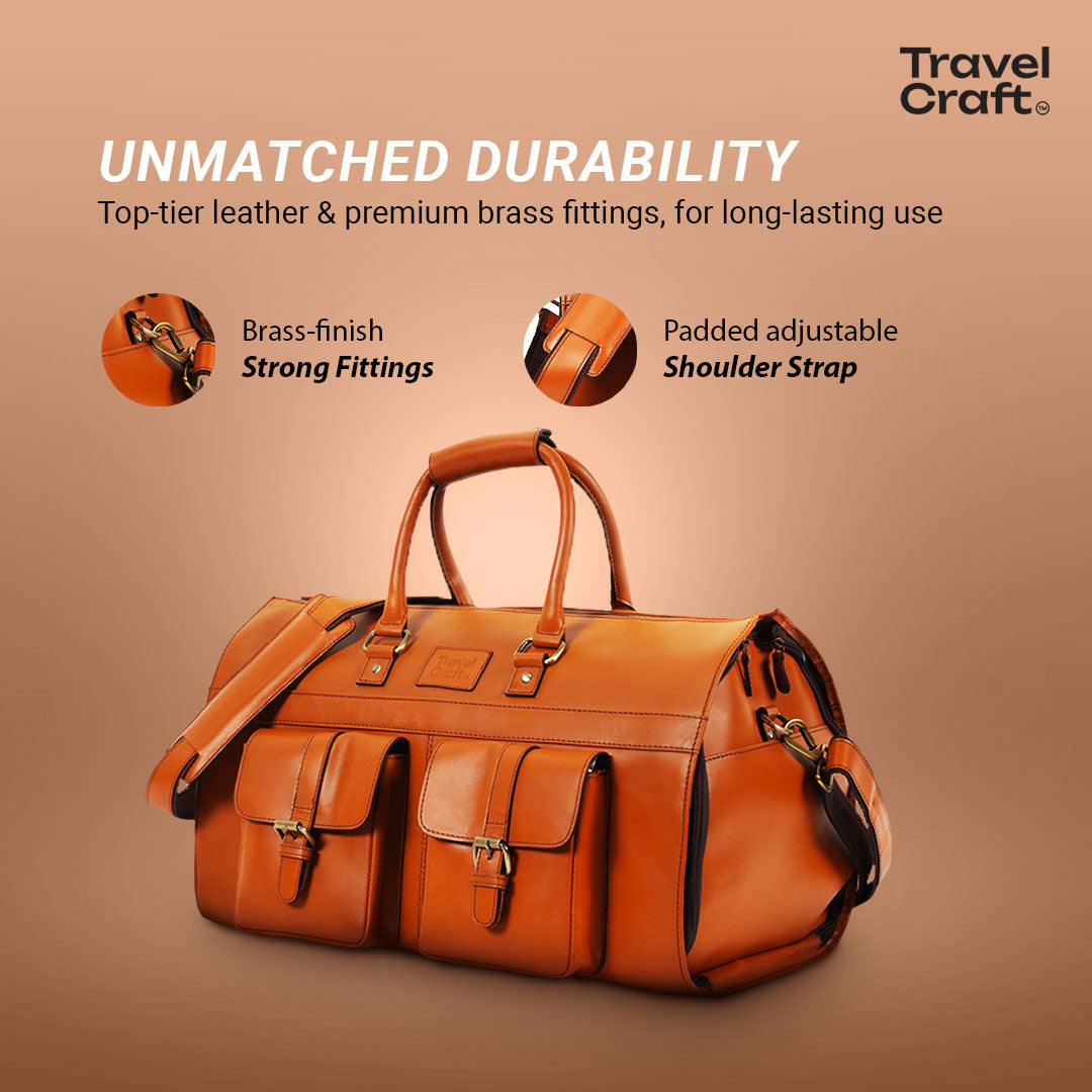 The Dual-Function 22" Tan Garment Duffel Bag For Mens
