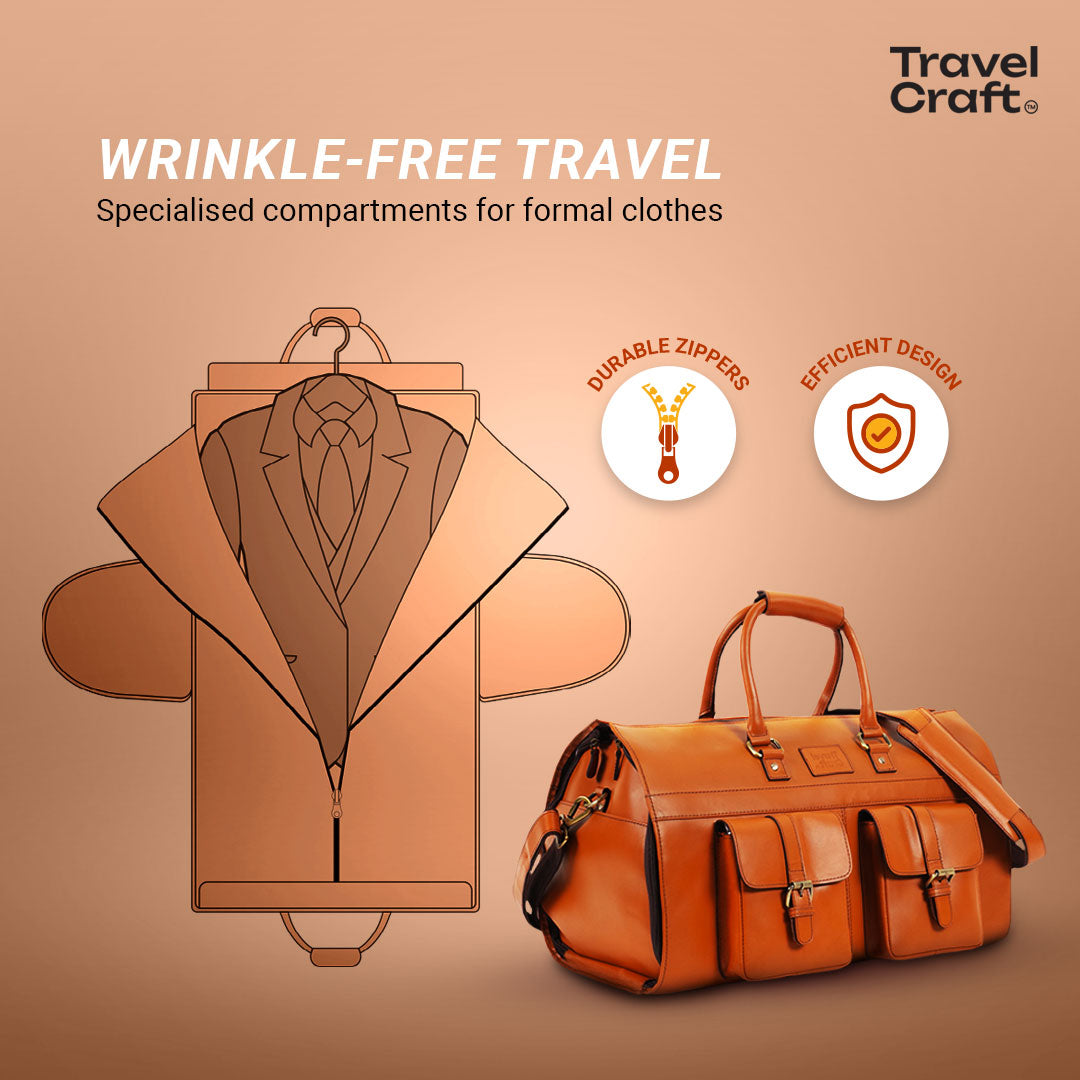 The Dual-Function 20" Tan Garment Duffel Bag For Mens