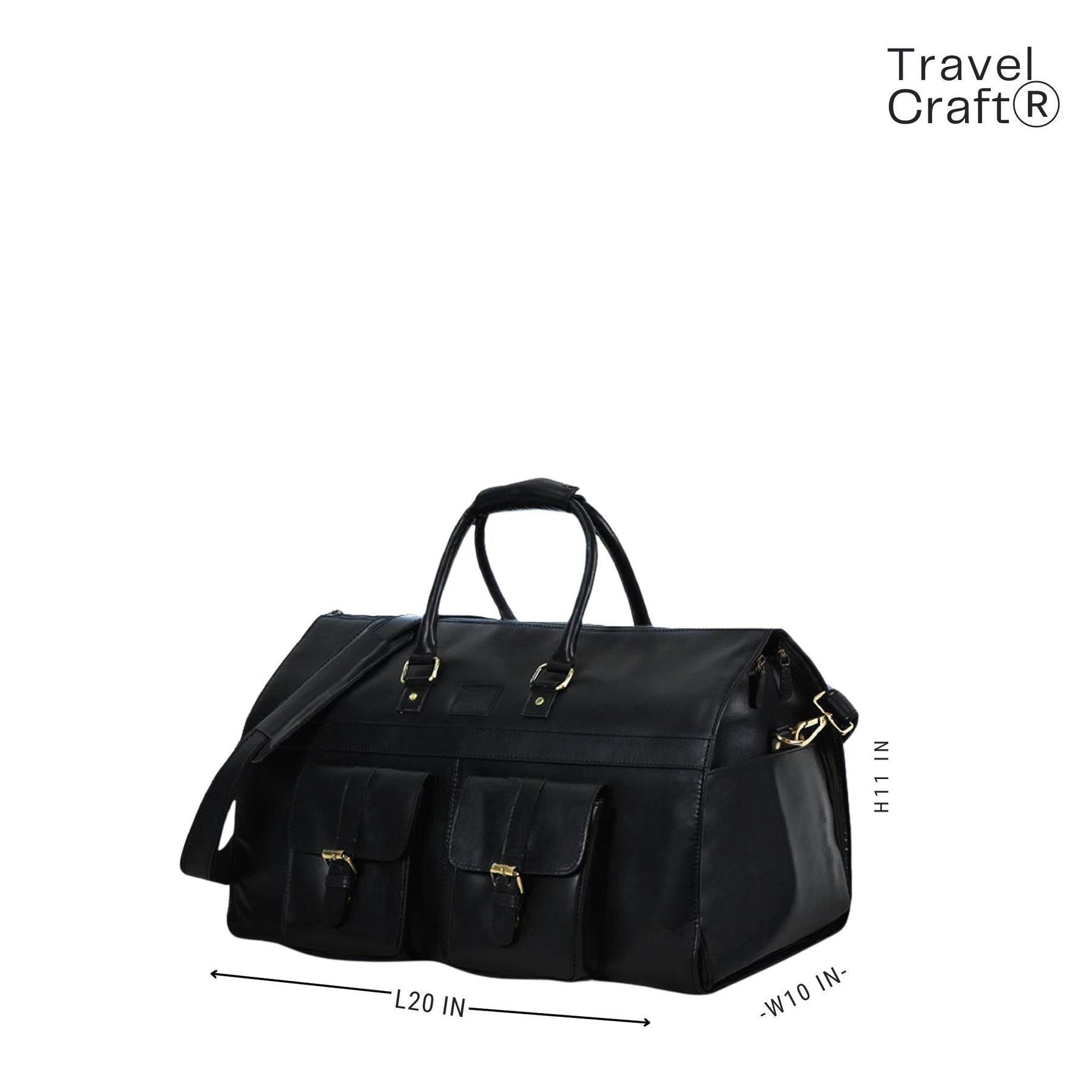 The Dual-Function 20" Black Garment Duffel Bag For Mens