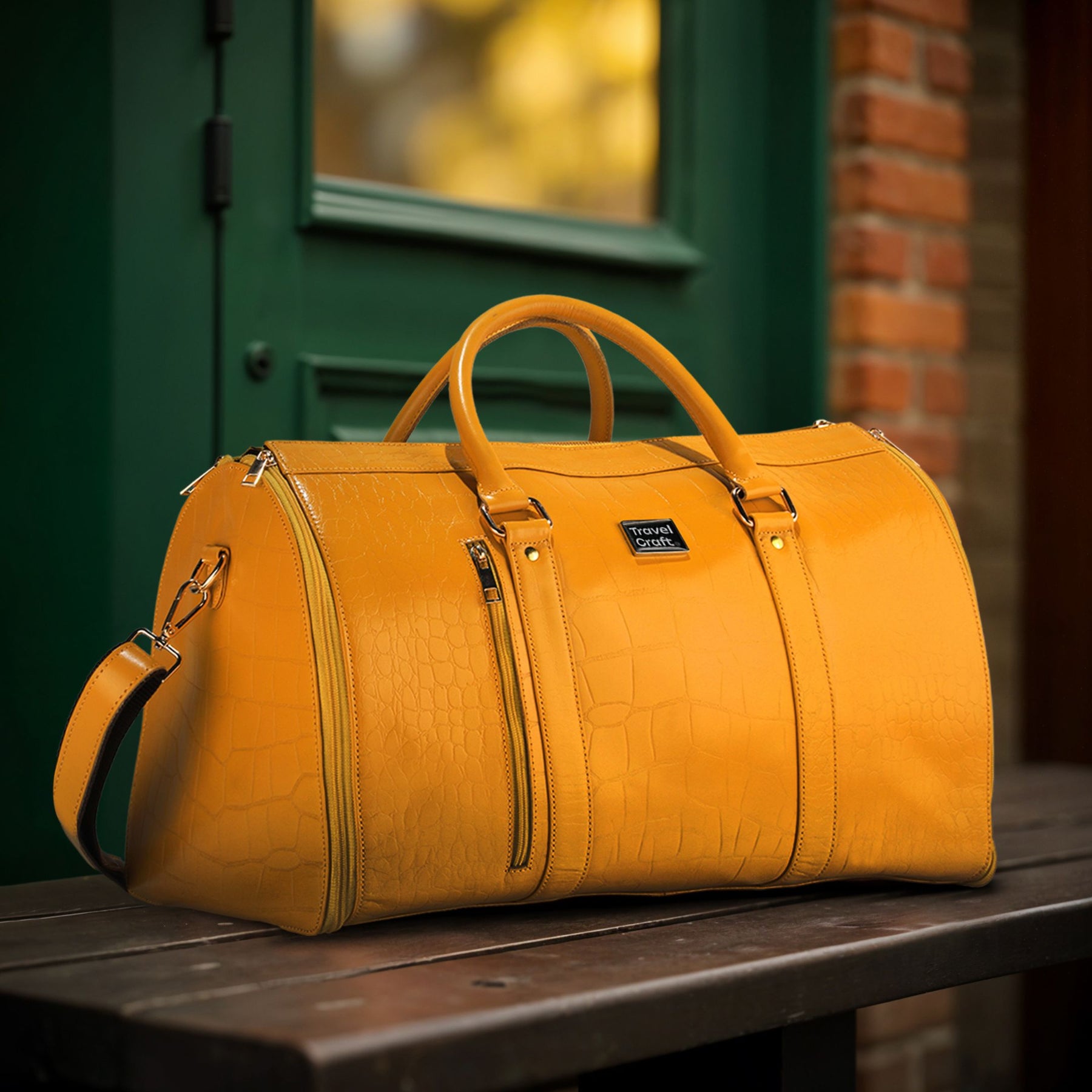 Women's Stylish Yellow 20" Garment Duffel Bag - Clothing & Essentials Carrier