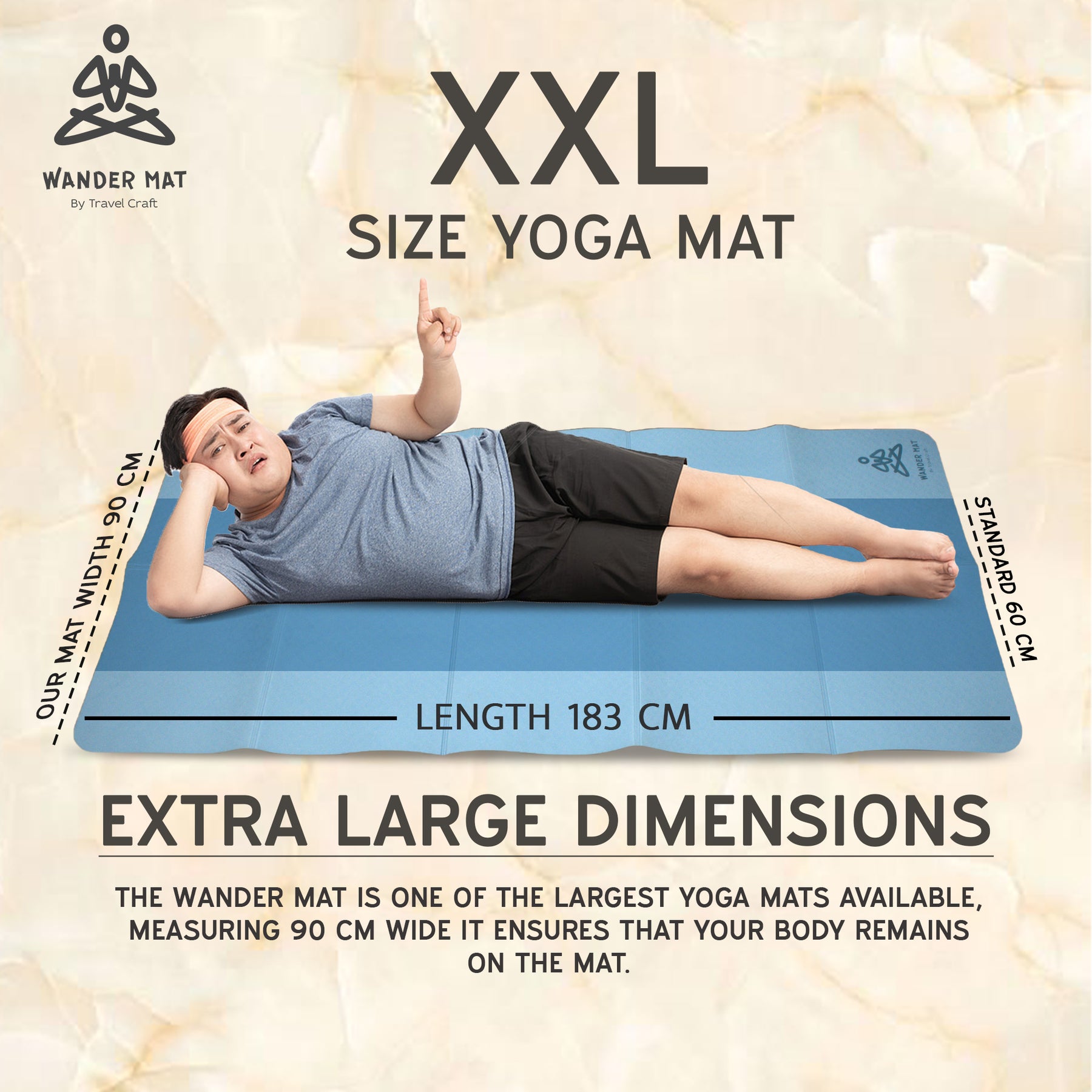 XXL Size 90cm Wide 6mm Thick Travel Craft TPE Foldable Yoga Mat