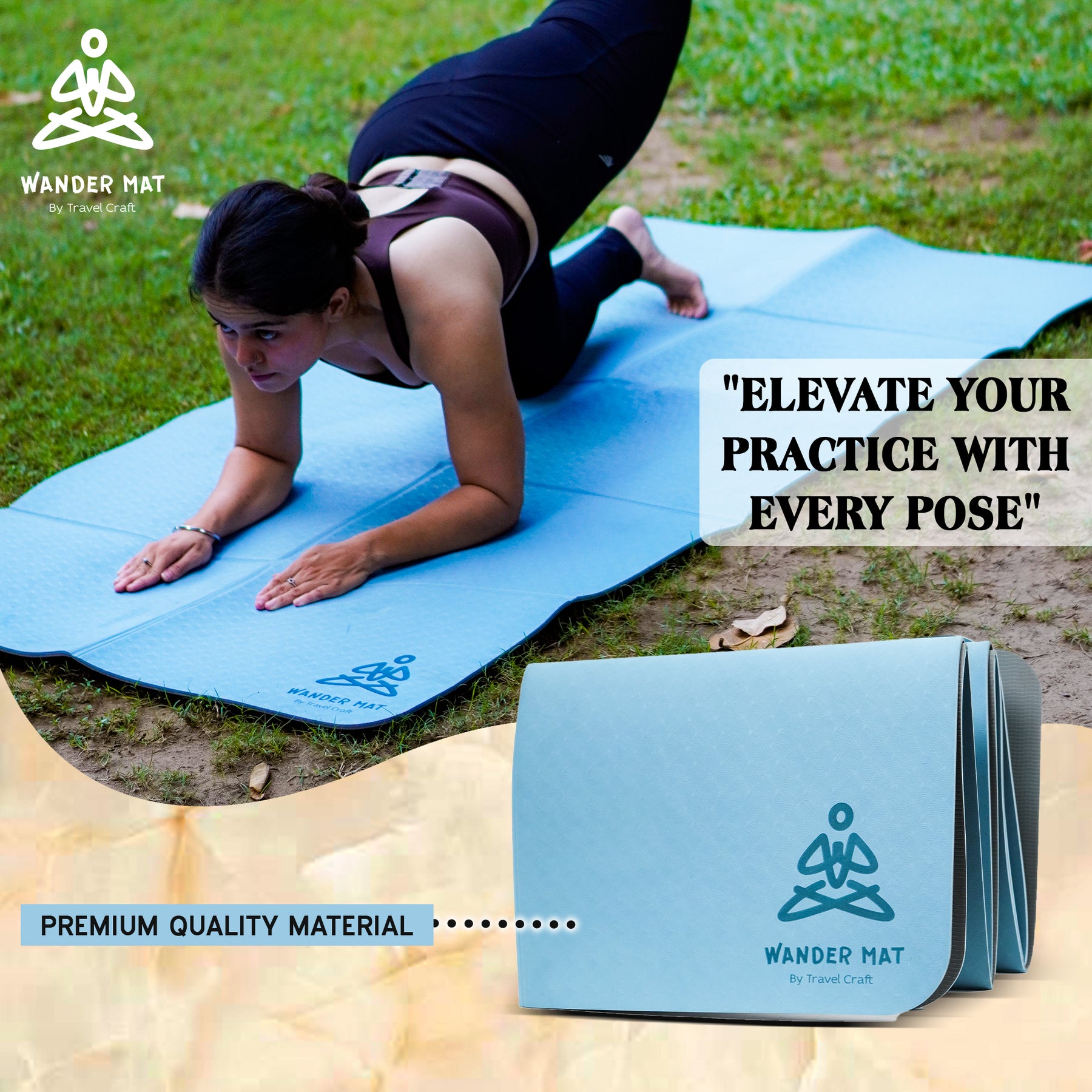 XXL Size 90cm Wide 6mm Thick Travel Craft TPE Foldable Yoga Mat