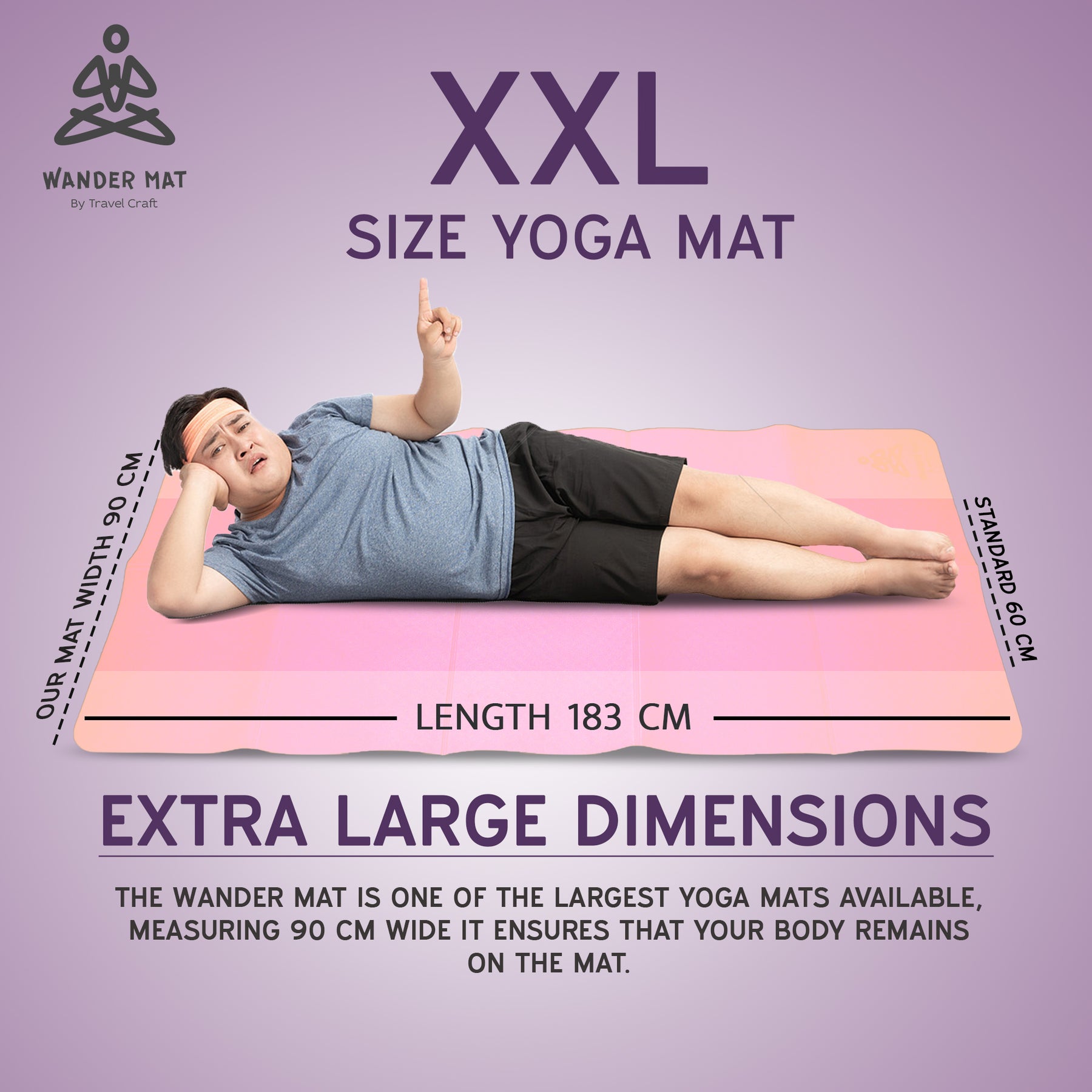 XXL Size 90cm Wide 6mm Thick Travel Craft TPE Foldable Yoga Mat
