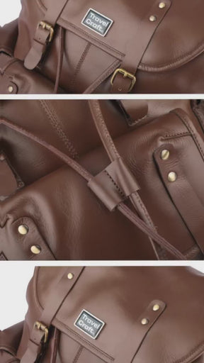 Luxurious Genuine Leather 3-Pocket Backpack
